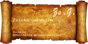Zsirka Geraszim névjegykártya
